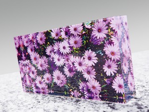 Deko Objekt, Acrylglas Block Blumen